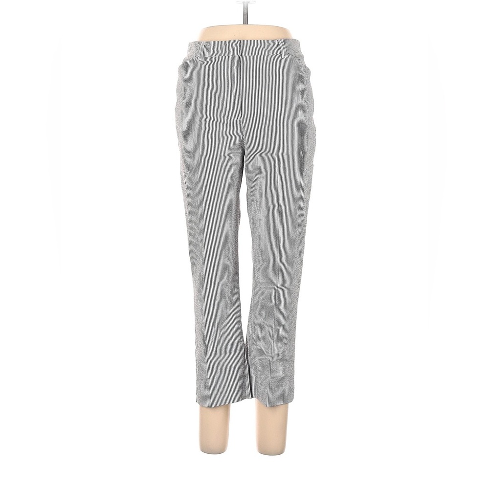 JONES NEW YORK Stretch casual crop pants gray and white pin stripes 4